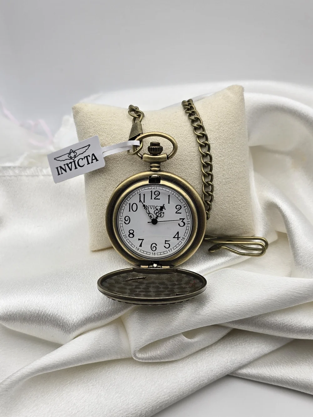 Invicta Bronze Tone Train Motif Pocket Watch